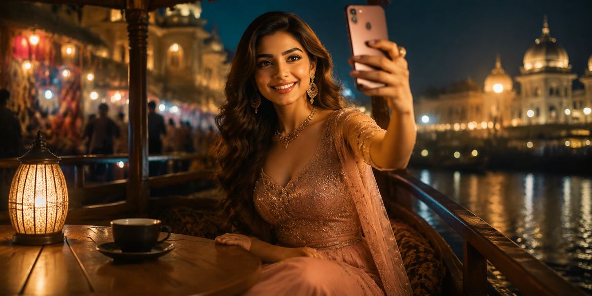 VIP enjoying Bollywood-themed casino event on mobile